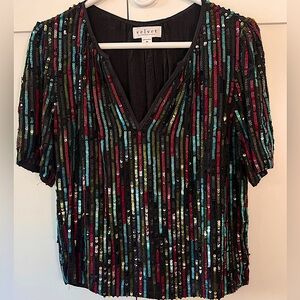 Velvet by Graham & Spencer - Short sleeve, silky sequined top